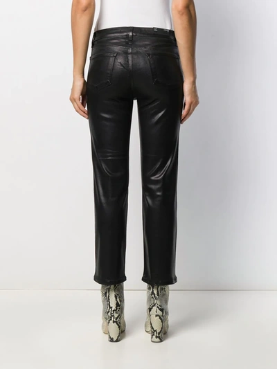 Shop J Brand Metallic Bell-bottom Trousers In Black