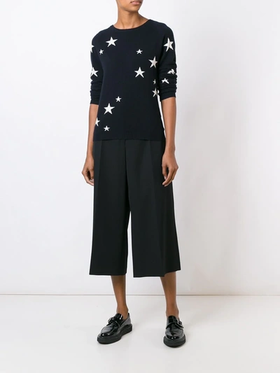 Shop Chinti & Parker Cashmere Star Intarsia Sweater In Blue