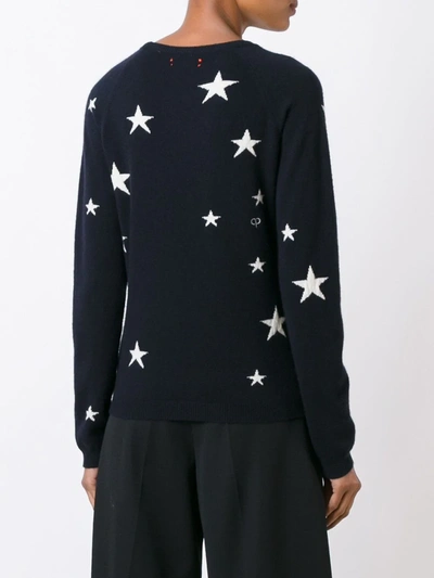 Shop Chinti & Parker Cashmere Star Intarsia Sweater In Blue