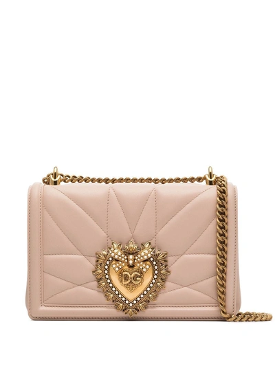 Shop Dolce & Gabbana Medium Devotion Quilted Crossbody Bag In Pink