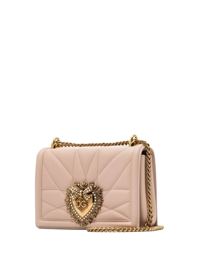Shop Dolce & Gabbana Medium Devotion Quilted Crossbody Bag In Pink