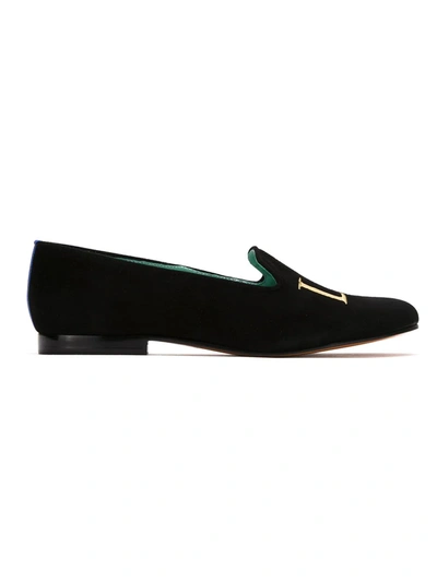 Shop Blue Bird Shoes Love Suede Slippers In Black