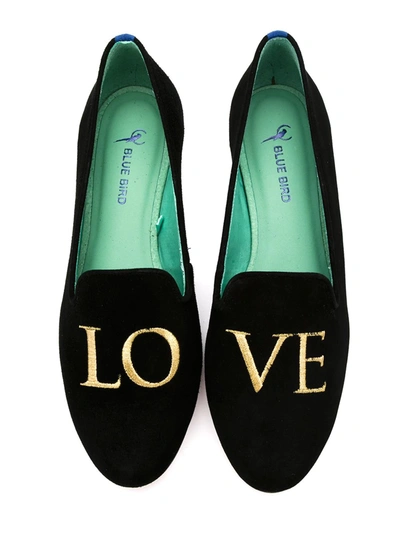 Shop Blue Bird Shoes Love Suede Slippers In Black