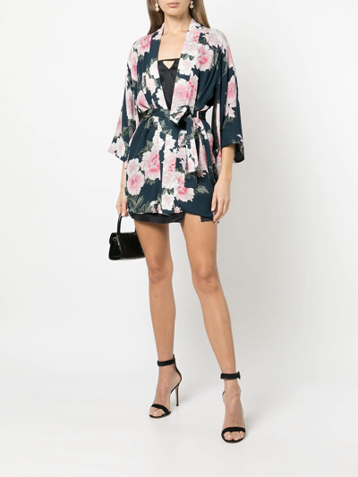 Shop Fleur Du Mal Haori Silk Robe In Multicolour