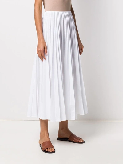 Shop Valentino High-waisted Pleated Midi Skirt In White