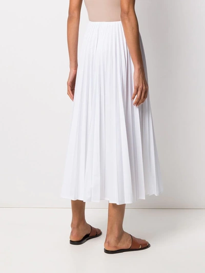 Shop Valentino High-waisted Pleated Midi Skirt In White