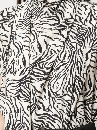 Shop Proenza Schouler Zebra Print Short Sleeve Scarf Top In White