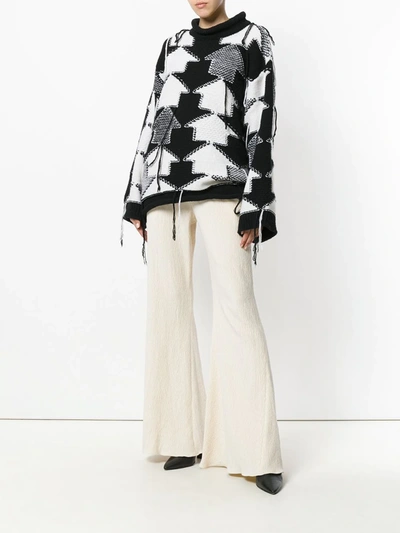 Shop Rosetta Getty Textured Flared Trousers In Neutrals