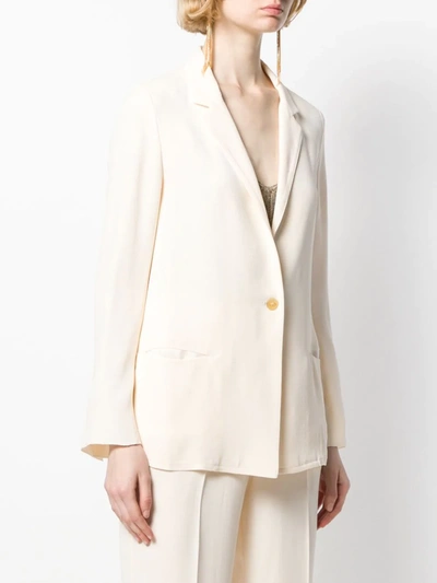 Shop Forte Forte Loose Button Blazer In Neutrals