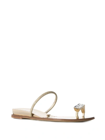 Shop Casadei Jewel Toe Sandals In Gold