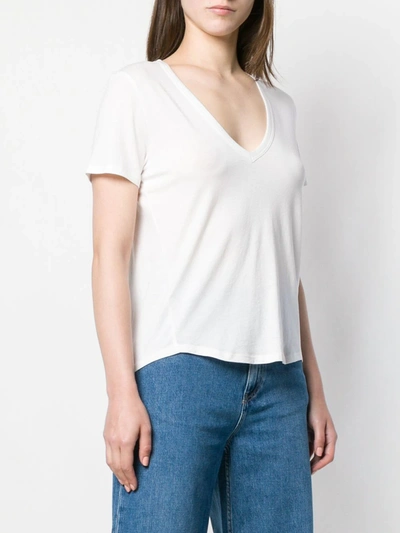 Veronica Beard Cindy V-neck Short-sleeve Pima Cotton Tee In White