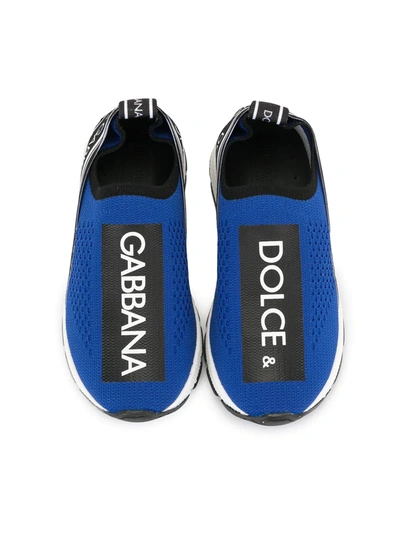 Shop Dolce & Gabbana Sorrento Logo-tape Slip-on Sneakers In Blue