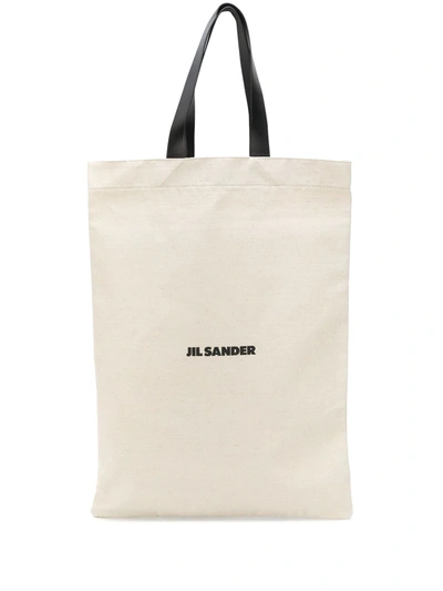 Shop Jil Sander Linen Tote Bag In Neutrals