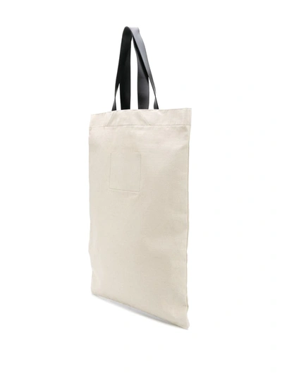 Shop Jil Sander Linen Tote Bag In Neutrals