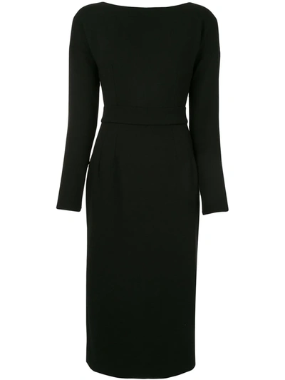 Shop Dolce & Gabbana Fitted Midi Dress In Black