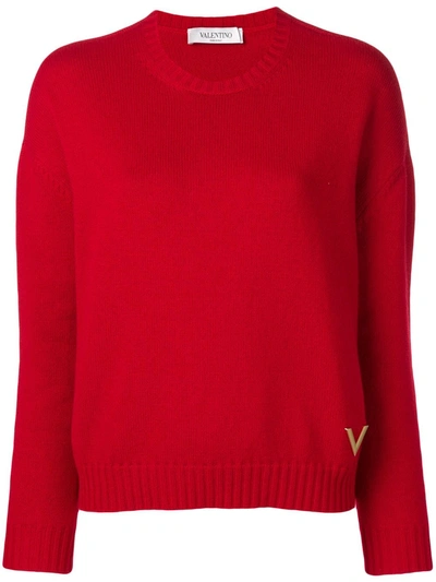 VALENTINO 圆领羊绒毛衣 - 红色