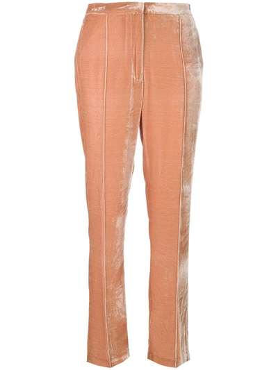Golden Goose Vanda Varsity Velvet Trousers In Pink