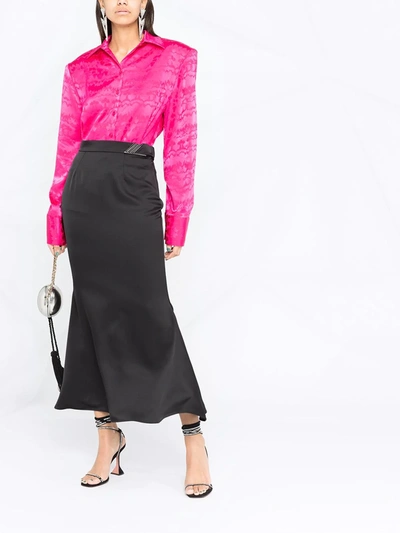 Shop Attico Flared High-waisted Skirt In Black