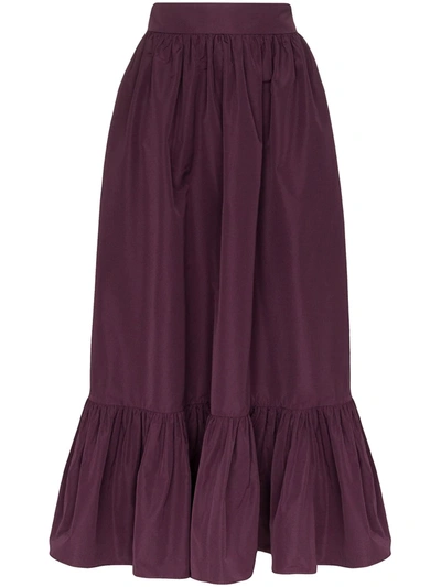Shop Valentino Gathered Maxi Skirt In Purple