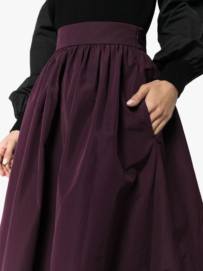 Shop Valentino Gathered Maxi Skirt In Purple