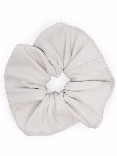 Manokhi Textured Leather Scrunchie In Weiss