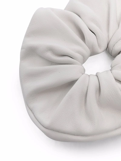 Manokhi Textured Leather Scrunchie In Weiss