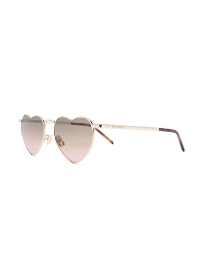Shop Saint Laurent Gradient Heart-shaped Sunglasses In Gold