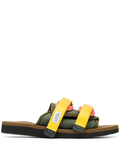 Suicoke Double Strap Fastened Slides In Green