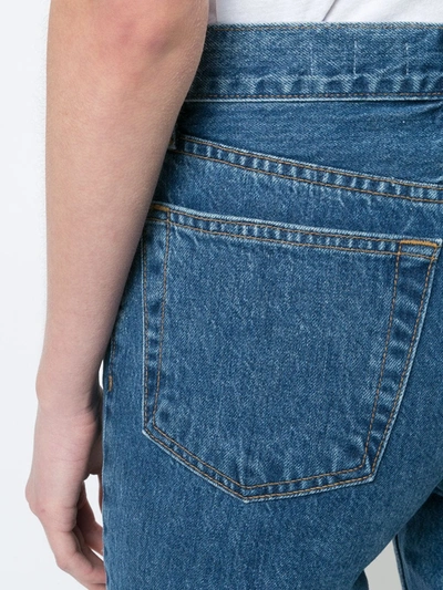 Shop Re/done Cropped High Waisted Jeans In Blue