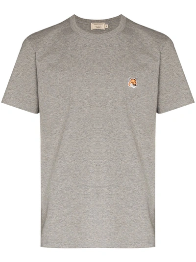 Shop Maison Kitsuné Fox-patch T-shirt In Grey