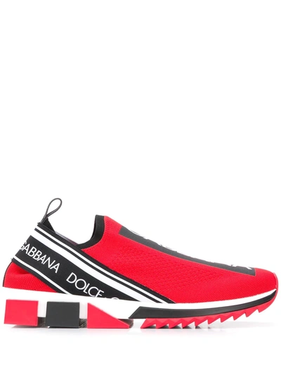 Shop Dolce & Gabbana Sorrento Logo Print Sneakers In Red