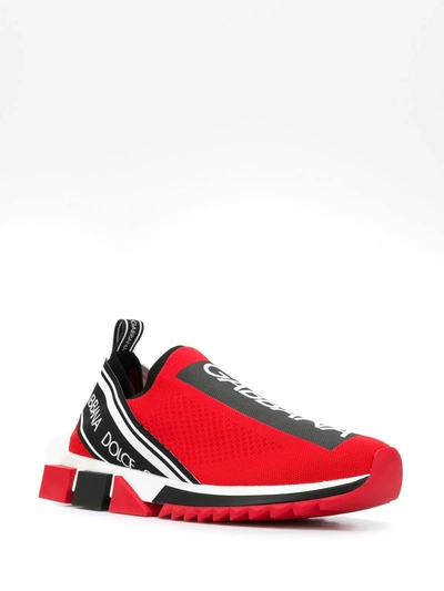 Shop Dolce & Gabbana Sorrento Logo Print Sneakers In Red