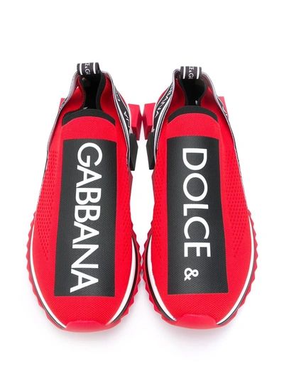 Shop Dolce & Gabbana Sorrento Logo Print Sneakers In Red