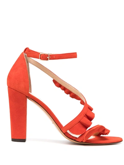 Shop Tila March Almeria Ruffle Sandals In Red