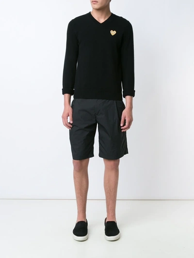 Comme Des Garçons Play Embroidered Heart Jumper In Black