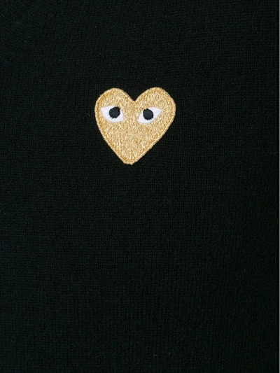 Comme Des Garçons Play Embroidered Heart Jumper In Black