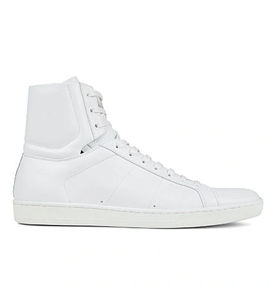 Shop Saint Laurent Leather High-top Sneakers In White