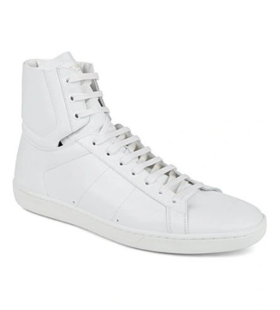 Shop Saint Laurent Leather High-top Sneakers In White