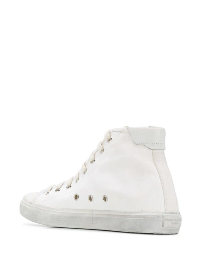 Shop Saint Laurent Distressed Effect High-top Sneakers In White