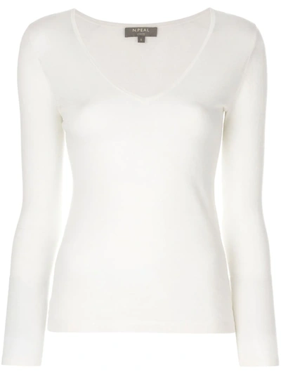 Shop N•peal Superfine V-neck Jumper In White