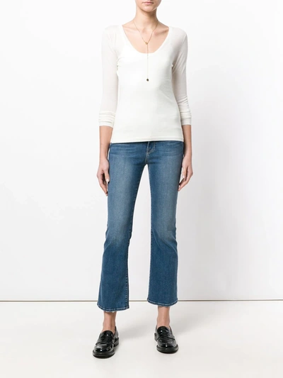N•peal Superfine V-neck Cardigan In White