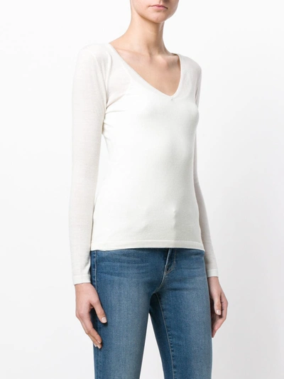 N•peal Superfine V-neck Cardigan In White