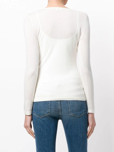 N•peal Superfine V-neck Cardigan In White