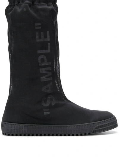 Off-white Neotulle Covered Sneaker Boots In Black