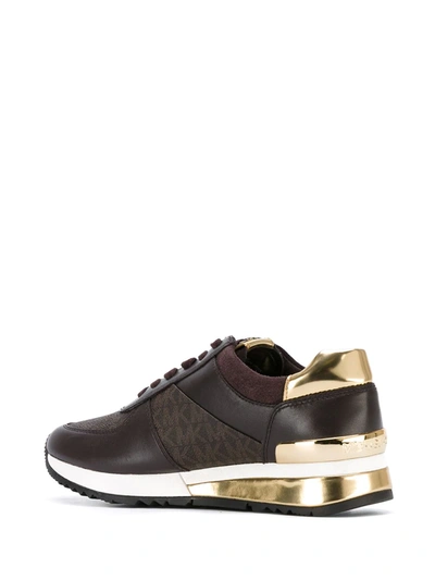 Shop Michael Michael Kors Monogram Sneakers In Brown