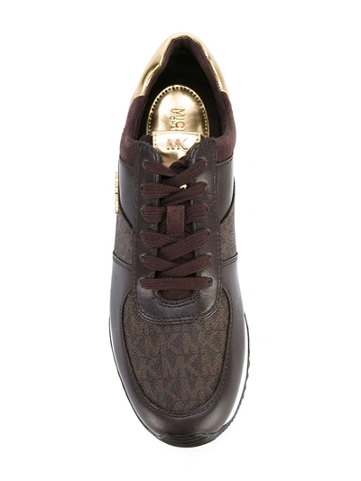 Shop Michael Michael Kors Monogram Sneakers In Brown