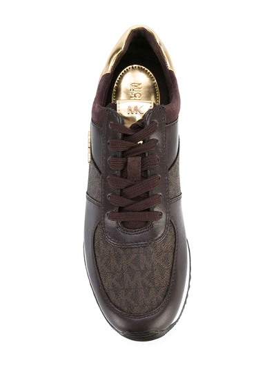 Michael Michael Kors Monogram Sneakers In Brown