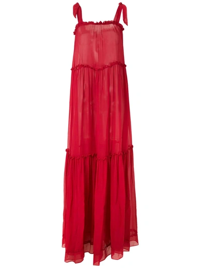 Shop Amir Slama Silk Maxi Dress In Red