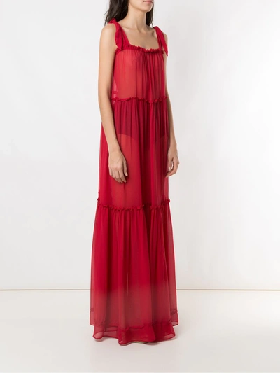 Shop Amir Slama Silk Maxi Dress In Red