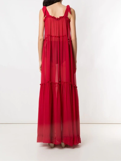 Shop Amir Slama Silk Maxi Dress In Red